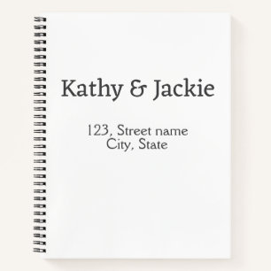 White black couple name address city state simple  notebook