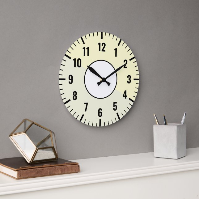 White & Black & Cream & Beige Clock With (Neutral) (Office)
