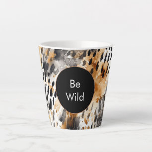 White Black Cream Leopard Animal Birthday Latte Mug