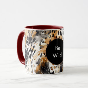White Black Cream Leopard Animal Birthday Mug