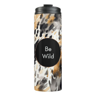 White Black Cream Leopard Animal Birthday Thermal Tumbler