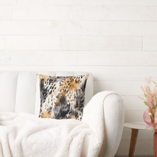 White Black Cream Leopard Animal Cushion