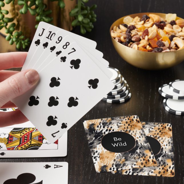 White Black Cream Leopard Animal   Playing Cards (In Situ)