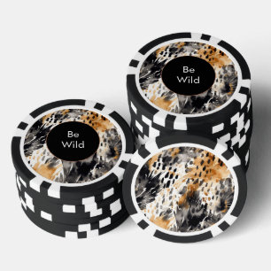White Black Cream Leopard Animal   Poker Chips