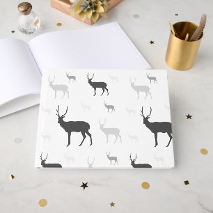 White & Black Deer Silhouette Guest Book – Rustic 