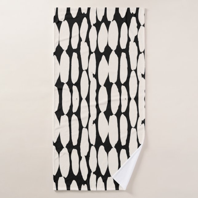 White black dot pattern. shibori circle seamless.  bath towel (Bath Towel)
