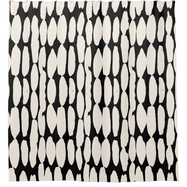 White black dot pattern. shibori circle seamless.  shower curtain (Front)