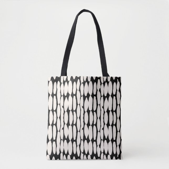 White black dot pattern. shibori circle seamless.  tote bag (Front)