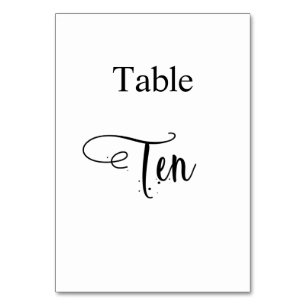 White black elegant calligraphy table ten 10 table number
