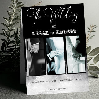 White & Black Elegant Sofisticated Wedding Invitat Invitation