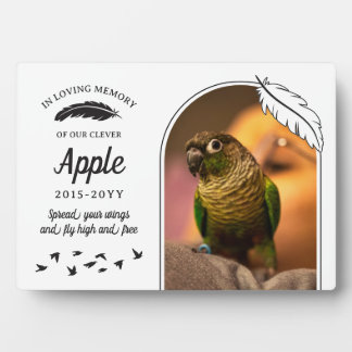 White Black Feathers In Loving Memory Pet Bird Plaque