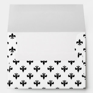 White Black Fleur De Lis Delicate Mardi Gras Envelope