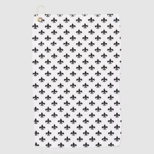 White Black Fleur De Lis Delicate Mardi Gras Golf Towel