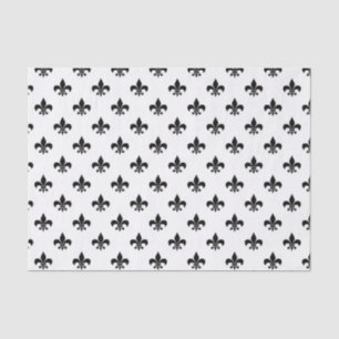 White Black Fleur De Lis Delicate Mardi Gras Tissue Paper