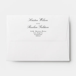White & Black Flower Wreath Rose Foil Invitation Envelope