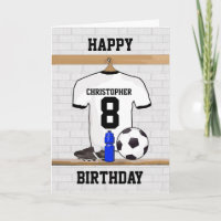 White Black Football Soccer Jersey Happy Birthday