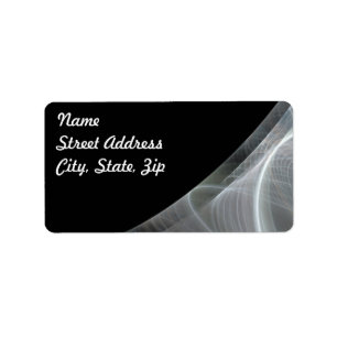 White & Black Fractal Background Address Sticker