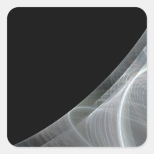 White & Black Fractal Background Square Sticker