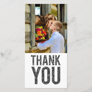 White & Black Glitter Thank You Photo Cards