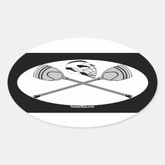 White/Black Goalie Lacrosse Sticks and Helmet Oval Sticker