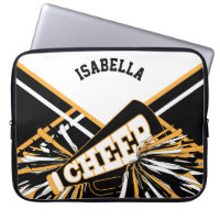 White, Black & Gold Cheerleader Design
