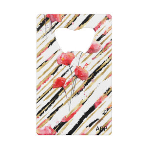 *~* White Black Gold Red Poppy Pattern