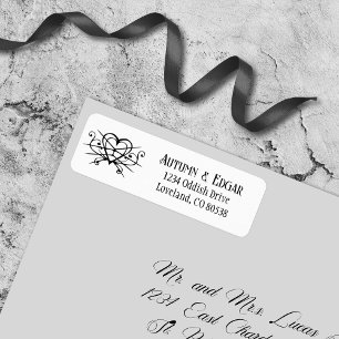White Black Gothic Wedding Return Address Label