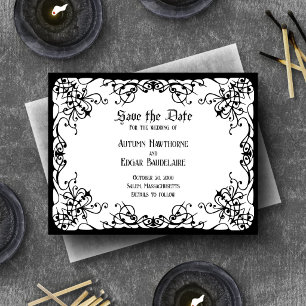 White Black Gothic Wedding Save The Date
