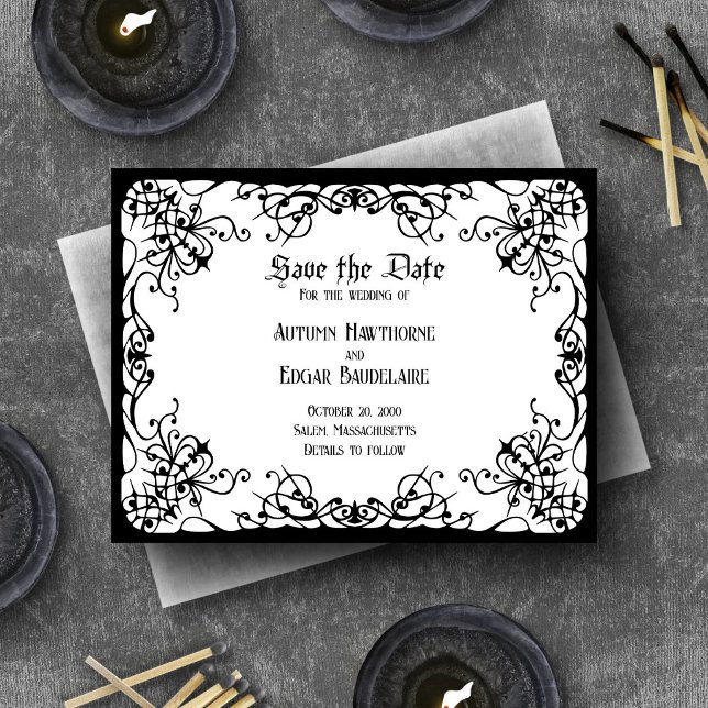 White Black Gothic Wedding Save The Date (Creator Uploaded)