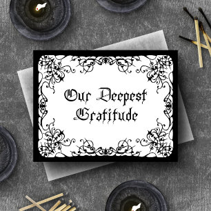 White Black Gothic Wedding Thank You Card
