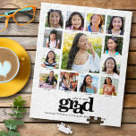 White Black Graduation K–12 Photo Collage Modern Jigsaw Puzzle<br><div class="desc">Be proud, rejoice and showcase this milestone of your favorite grad. Create this elegant, simple, modern, personalized high school graduation K – 12 photo collage jigsaw puzzle for a keepsake you’ll always treasure. A fun, playful visual of bold, graphic, black typography, along with their name, class year, school and 13...</div>