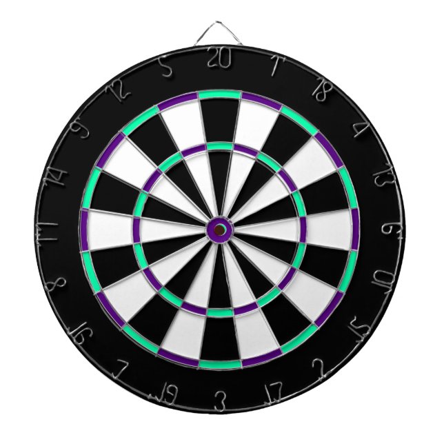 White, Black, Green and Blue Metal Cage Dartboard (Front)