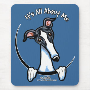 White Black Greyhound IAAM Mouse Pad