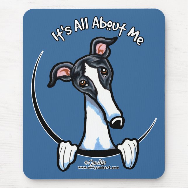 White Black Greyhound IAAM Mouse Pad (Front)