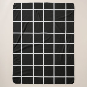White black Grid Pattern Sherpa Blanket