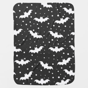 white black Halloween bat pattern Baby Blanket