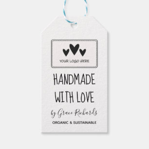 White Black Handmade with Love Your Logo Gift Tags