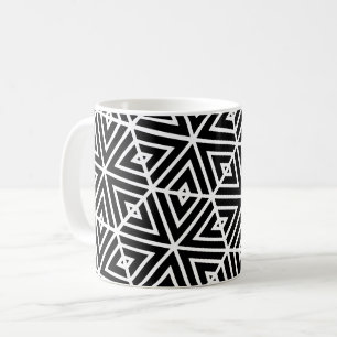 White Black Hexagon Honeycomb Triangles Pattern Coffee Mug