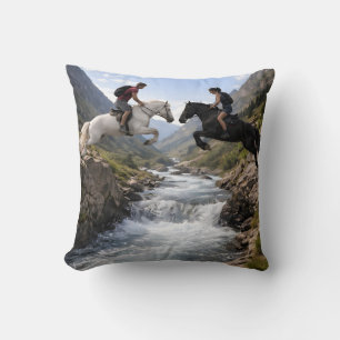 White & Black Horses Adventure Cushion