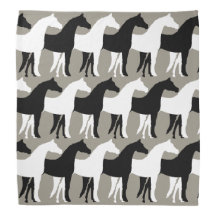 White, Black Horses/Aluminium Silver Background