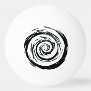 White & Black Hypnotic Swirl Art Ping Pong Ball