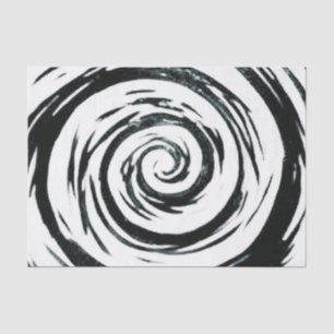 White & Black Hypnotic Swirl Art Tissue Paper