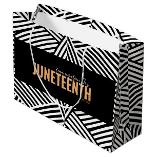 White Black Independence Day June 19 JUNETEENTH Large Gift Bag