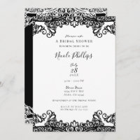 White & Black Lace Elegant Chic Bridal Shower