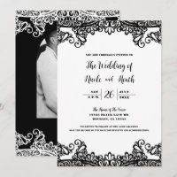White & Black Lace Elegant Chic Wedding