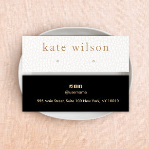 White Black Leather Stud Earring Display Card