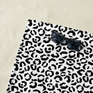 White Black Leopard Print      Beach Towel
