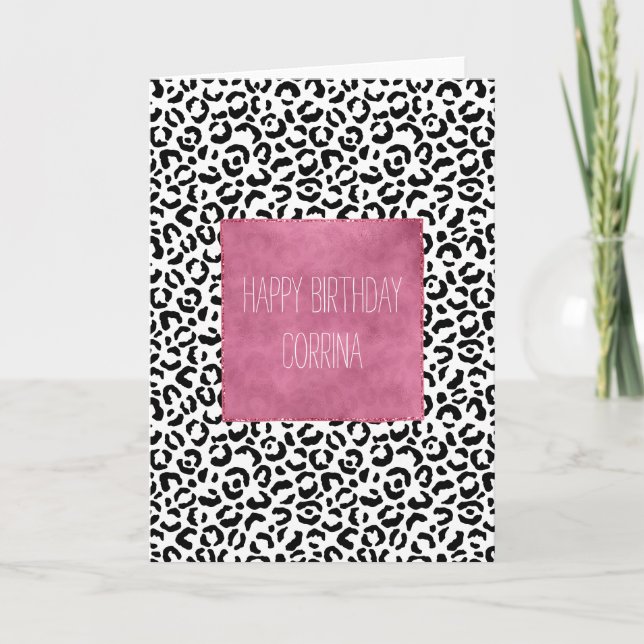 White Black Leopard Print     Card (Front)