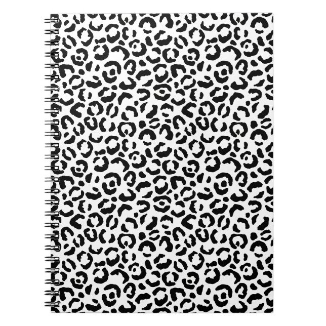 White Black Leopard Print        Notebook (Front)