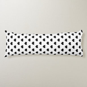 White Black Love Heart Pattern Design Body Cushion
